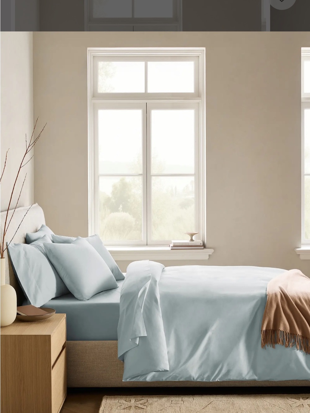 Quince NWOT Organic Cotton Crisp Percale Duvet Cover, King/Cal King in Mist - Picture 3 of 5